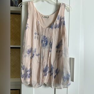 Angela chiffon tank top blue floral and pink L